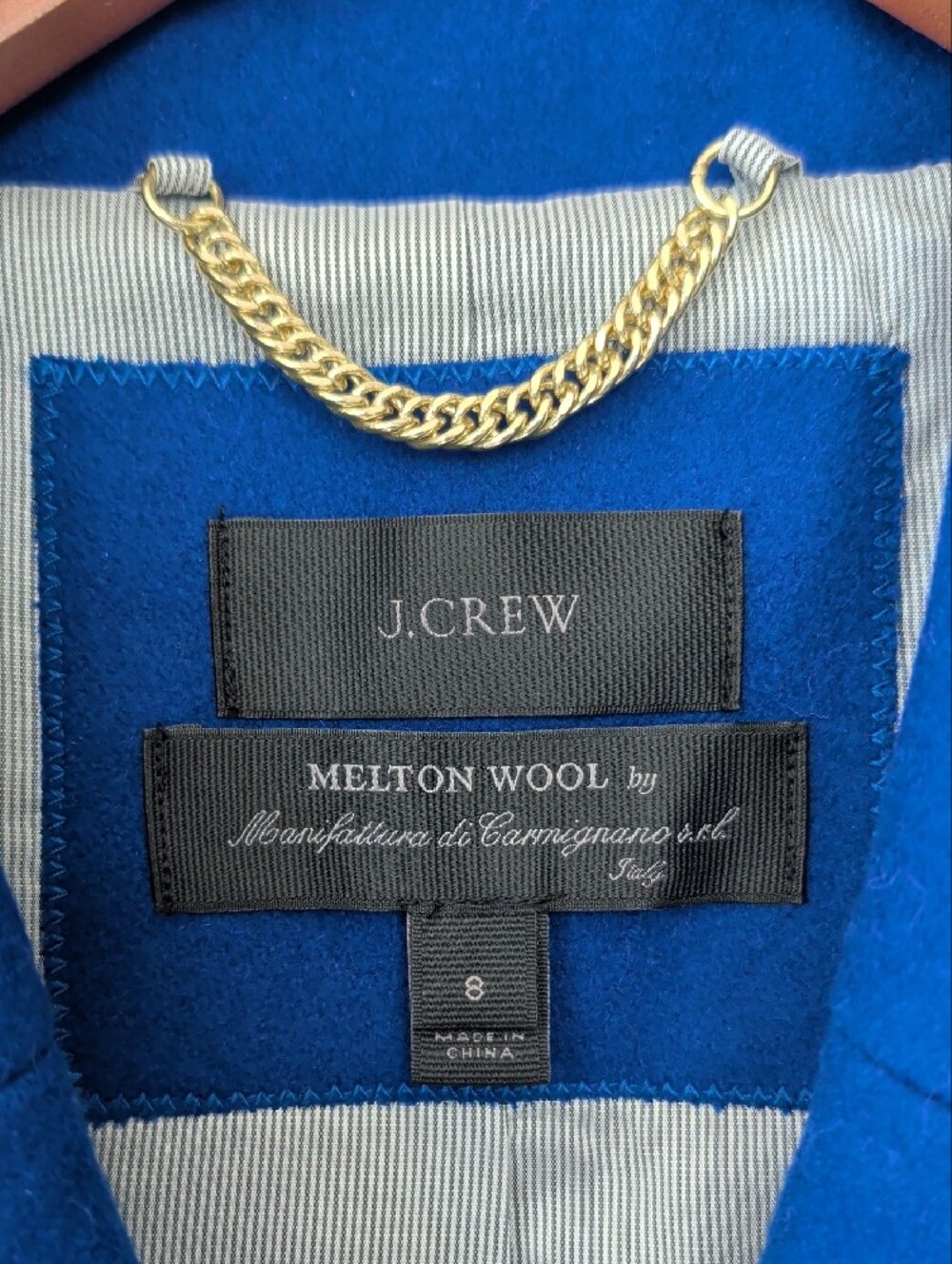 J. Crew Royal Blue Double-Breasted Pea Coat  Gold Buttons SZ 8 Formal Chic - Picture 2 of 15